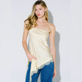 LEAVE YOU HANGING LIGHT YELLOW LACE STRAPLESS TOP