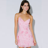 A MILLION REASONS PINK BEADED MINI DRESS