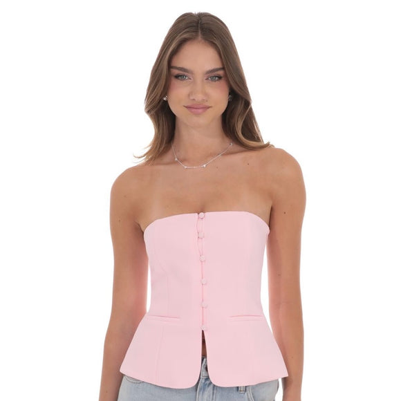 LUCY IN THE SKY BABY PINK TAILORED TOP