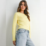 BUTTER ME UP YELLOW KNIT CARDIGAN