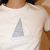 HIGH SEAS SAIL BOAT PATCHWORK T SHIRT