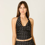 WORTH THE TRIP SATIN POLKA DOT TOP
