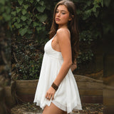 BURNING MAN WHITE FLOWY MINI DRESS