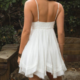 BURNING MAN WHITE FLOWY MINI DRESS