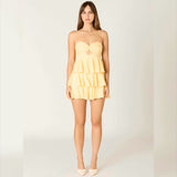 ALL THE TIME YELLOW TIERED MINI DRESS