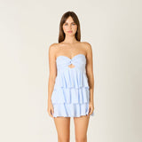 ALL THE TIME LIGHT BLUE TIERED MINI DRESS