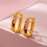 KIRSTEN RAINBOW RHINESTONE OVAL HOOP EARRINGS