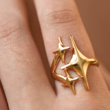 18K GOLD TRIPLE STAR RING