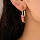 ASYAH PINK RHINESTONE HOOP EARRINGS