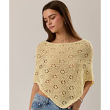 SALTY AIR YELLOW CROCHET KNIT PONCHO