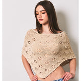 SALTY AIR BEIGE CROCHET PONCHO