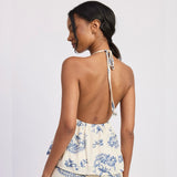 BLUE FLORAL HALTER TOP