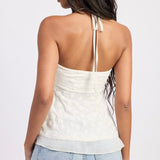 ON THE RIGHT SIDE WHITE HALTER TUBE TOP