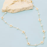 ERYN WHITE BEADED FLOWER NECKLACE