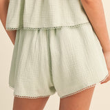 ITS A MATCH GREEN LINEN SHORTS