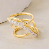 AMIRA SPIRAL PEARL RING