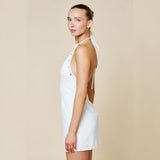 SHORELINE WHITE SEASHELL TRIM MINI DRESS