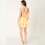 IN BLOOM YELLOW FLORAL MINI DRESS