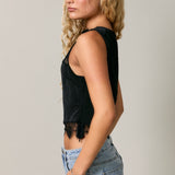 SNEAK PEEK BLACK LACE SATIN TOP