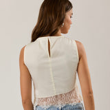 NOTHING TO SEE HERE LACE CONTRAST TOP