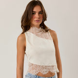 NOTHING TO SEE HERE LACE CONTRAST TOP