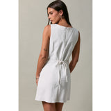 RIGHT TO BUSINESS WHITE HIGH NECK MINI DRESS