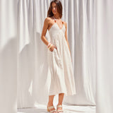 ISLAND LIFE CREAM BEADED MIDI DRESS