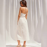ISLAND LIFE CREAM BEADED MIDI DRESS