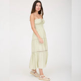 ESSENTIAL SAGE STRAPLESS MIDI DRESS