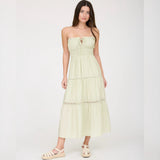 ESSENTIAL SAGE STRAPLESS MIDI DRESS