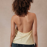 SO GOLDEN YELLOW SATIN COWL NECK TANK TOP