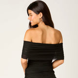 LET YOU IN BLACK OFF SHOULDER TOP