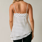 TO THE LEFT WHITE POLKA DOT ASYMMETRICAL TANK TOP