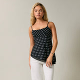 TO THE LEFT BLACK POLKA DOT ASYMMETRICAL TANK TOP