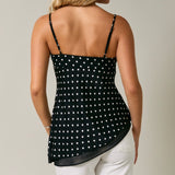 TO THE LEFT BLACK POLKA DOT ASYMMETRICAL TANK TOP