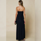 FORMAL AFFAIR BLACK GOLD DECAL MAXI DRESS