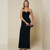 FORMAL AFFAIR BLACK GOLD DECAL MAXI DRESS