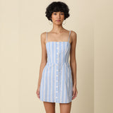 ON THE BOAT BLUE STRIPED MINI DRESS