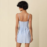 ON THE BOAT BLUE STRIPED MINI DRESS
