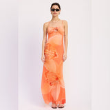SUNKISSED ORANGE FLORAL MAXI DRESS