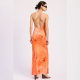 SUNKISSED ORANGE FLORAL MAXI DRESS