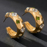 SASHA GREEN RHINESTONE HOOP EARRINGS