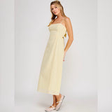 LOSE MY BREATH YELLOW EYELET MIDI DRESS