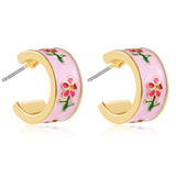BIA PINK FLOWER HOOP EARRINGS