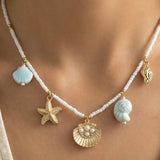 TRACEY SEA LIFE BEADED CHARM NECKLACE