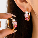 ROSIE PINK RHINESTONE HOOP EARRINGS