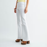 JUST USA WHITE SUPER STRETCH FLARE DENIM JEANS
