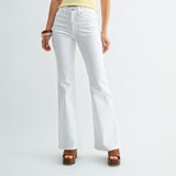 JUST USA WHITE SUPER STRETCH FLARE DENIM JEANS