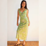 LITTLE BIT OF LIME FLORAL MIDI DRESS