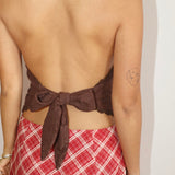 DARK CHOCOLATE LACE HIGH NECK TOP